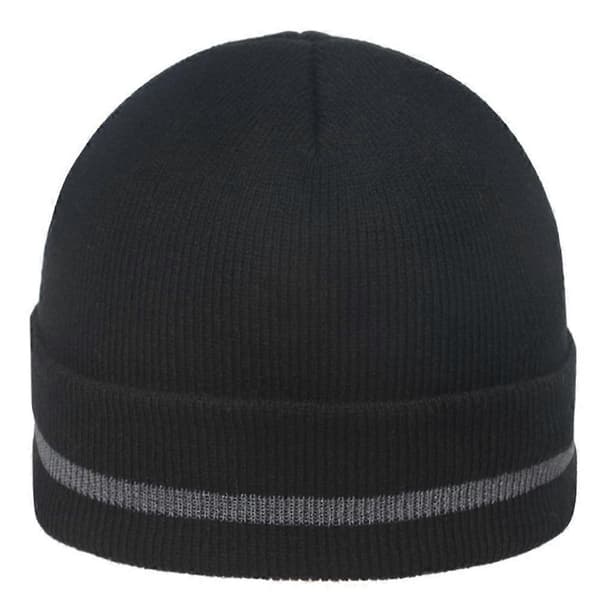 Fluorescerende strikket hue til efterår og vinter, reflekterende varm strikket hue Black 20×18cm