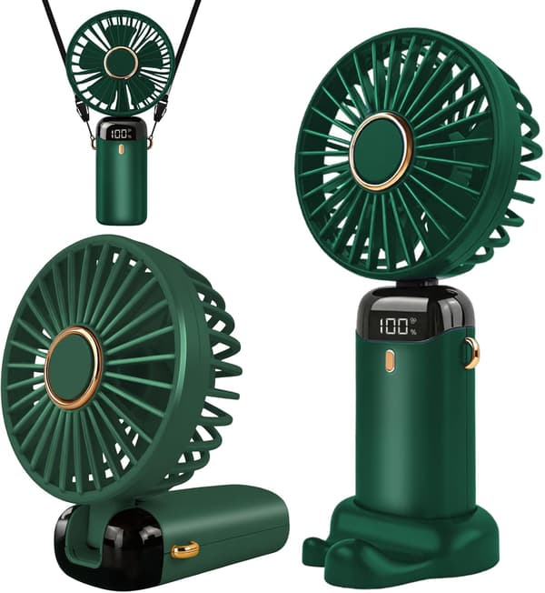 USB genopladelig bærbar ventilator (5 hastigheder) (Grøn)