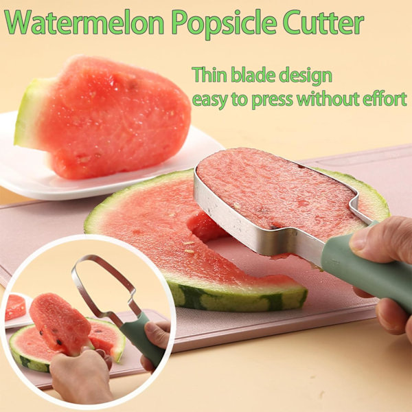 3-i-1 Vannmelon Gaffel Slicer Cutter, Rustfritt Stål Vannmelon Popsicle Cutter Vannmelon Slicer Verktøy