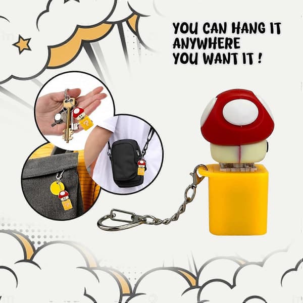 Fidget Clicker Nøglering, Fidget Clicker Nøglering med Lys, Tastatur Fidget Legetøj Mushroom