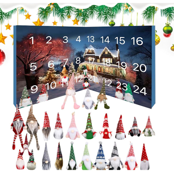 Julegnom Adventskalender Gnomen Plyslegetøj Adventskalender Sjov Nedtællingskalender 24 Dages Nedtælling Julepynt Gnomen Dukke Samleobjekt B