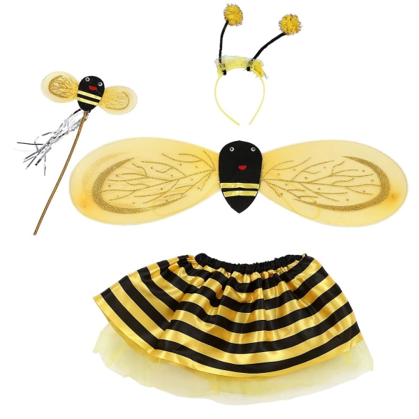 4 kpl Bumble Bee Honey Tytöt Lapset Keiju Halloween Fancy Pue Juhlapuku