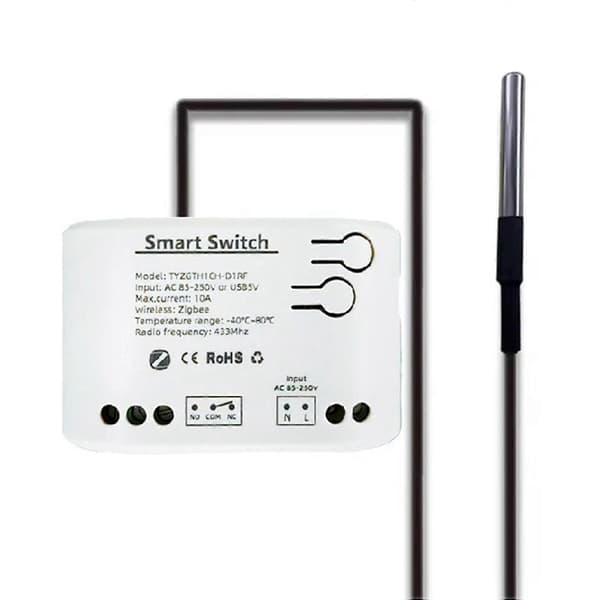 4 stk. Tuya Smart Zigbee-kontakt med temperatursensor passiv tørkontakt Zigbee-relæ fungerer med Home Assistant AC85-250V White
