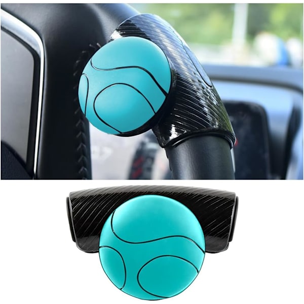 Car Steering Wheel Knob, 360 Degree Rotating Silicone Power Handle Ball, Adjustable Universal Fit Non-Slip Spinner Booster(Blue)