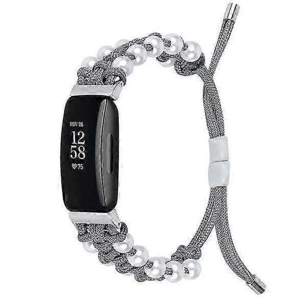 Justerbar nylonflettet erstatningsrem kompatibel med Fitbit Inspire 2 armbånd Grey