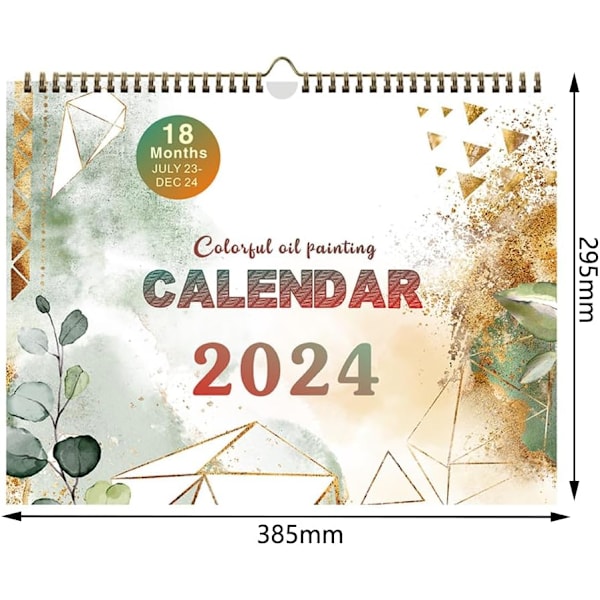 Vægkalender 2023-2024, 18 måneder at se vægplanlægningskalender 2023-2024, månedlig vægkalender juli. 2023 - dec. 2024