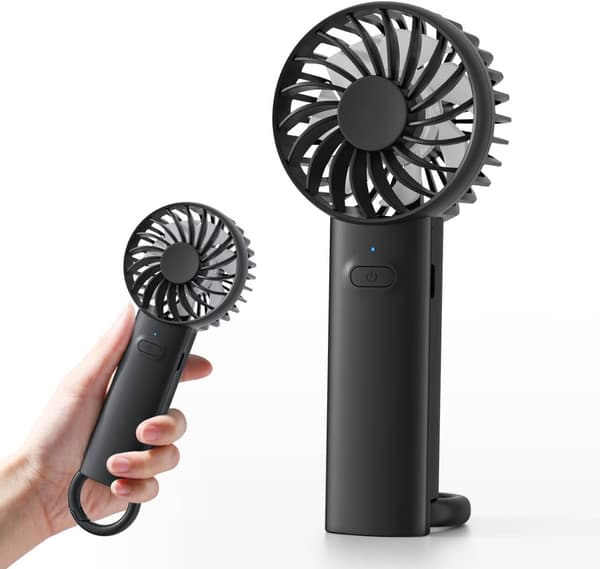 USB genopladelig bærbar ventilator, mini personlig ventilator med 3 blæserhastigheder (sort)