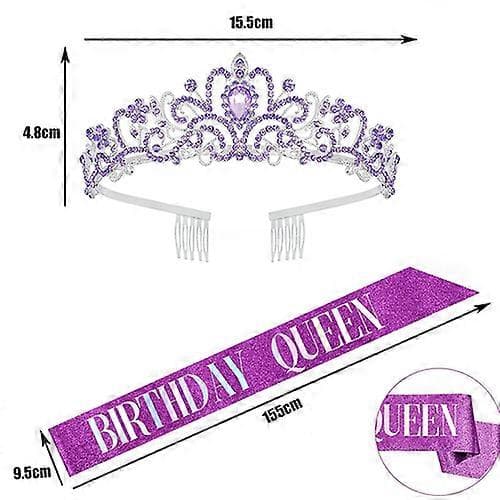 Födelsedagsdrottning\" Skärp och Strass Tiara Set Blue