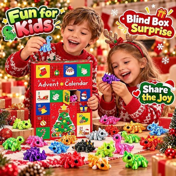 Søte 3D-printede dyrefigurer, julepynt for nedtelling, tilfeldige blandede stiler, små bedårende adventsfigurer red 24pcs Random style