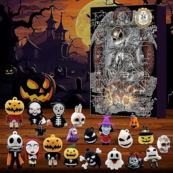 Halloween-kostymer 2024 Ny Halloween Countdown-kalender Blind Box Ghost Ghost Atmosphere Gothic Christmas 24 Gåvor Advent Day Box A642