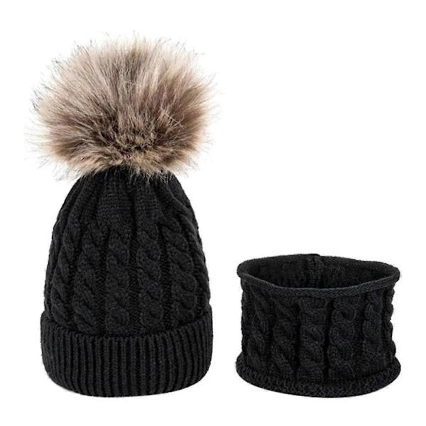 Luer for gutter og jenter, strikket lue Black