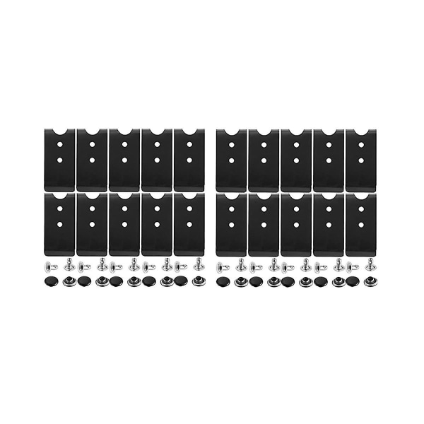 20 stk metall belteklips spenne fjærkrok belteklips med 20 par nagler for lær diy (svart)