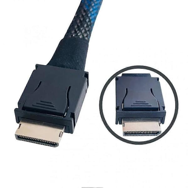 Oculink 4i PCIe 4.0 X4 SFF-8611 til SFF-8611-kabel fullfunksjonsforlengelse for ekstern GPU bakoverkompatibel 0,3m Black 0.3M