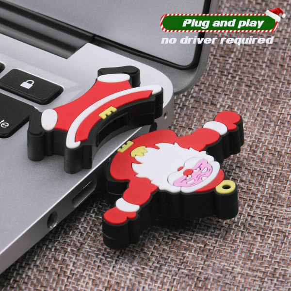 Christmas Series USB Key USB2.0 Mini USB Key, kompakt, bærbar, anti-tap, høyhastighetsoverføring, Julenissen 64 GB