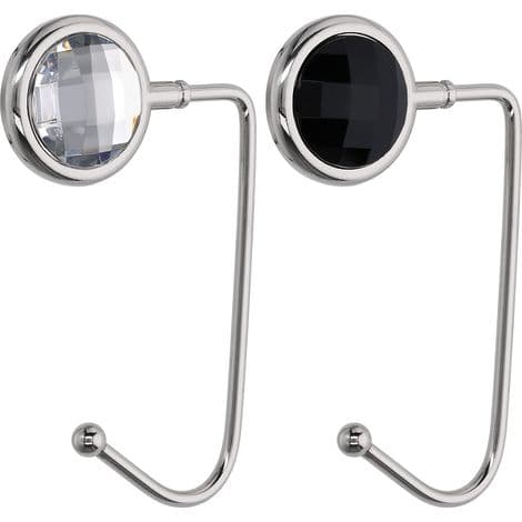 Set med 2 handväskkrokar - Robusta krokar i zink-aluminiumlegering, svart-vit-silver