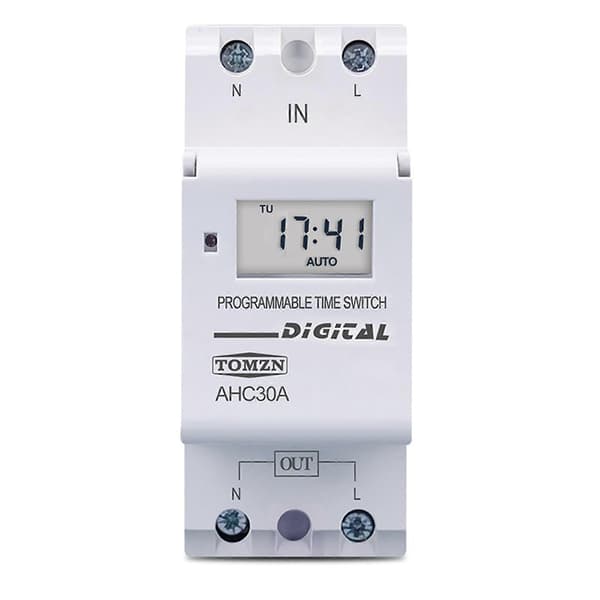 3X TOMZN DIN-skena 2-tråds veckovis 7-dagars programmerbar digital tidsbrytare relätimer kontrolltidsrelä AC 220V 30A Gray white