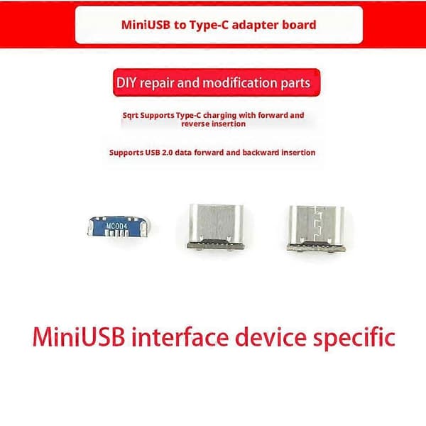 Mini USB hona till USB Typ C hane Jack Plug Kabeladapter Omvandlare< Y5A8 5 pcs MC004
