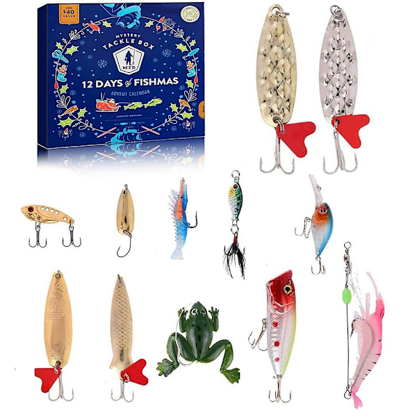 Advent Calendar Fishing Christmas Countdown 12 Days Fishing Set Blind Box For Adult Men Teen Boys Xmas Surprise Gift