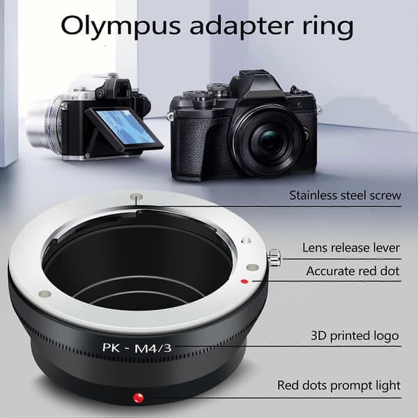Pk-M4/3 Adapterring til Pentax Pk-objektiv til Micro 4/3 M43 kamerahus til Olympus Om-D E-M5 E-Pm2 E-Pl5 Gx1 Gx7 Gf5 G5 G3 Black