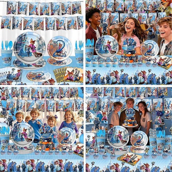 Zootopia 2 Tema Børnefødselsdagsdekorationer Zootopia Kanin Spiral Trækflag Ballon Sæt A 1set
