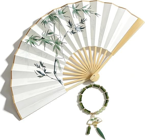 Dekorative foldevifter til kvinder (sæt med to) - Bambusmønster - Elegante vifter