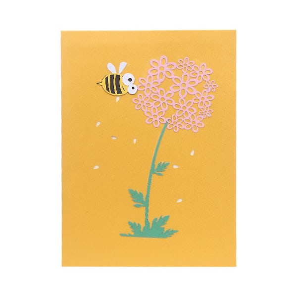 Creative Bee Flower 3D Pop Up Paper Lykønskningskort Thanksgiving Fødselsdagsgave