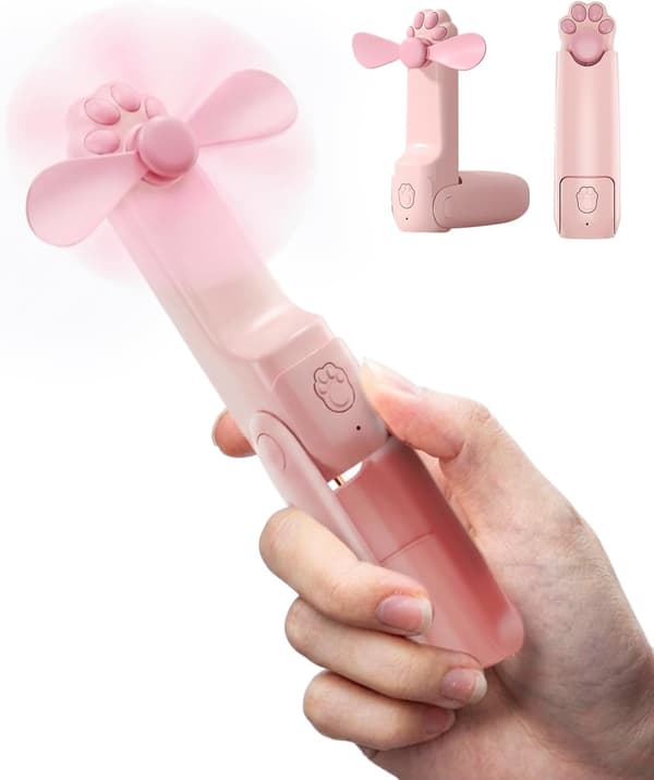 Mini bærbar sammenleggbar vifte (rosa)
