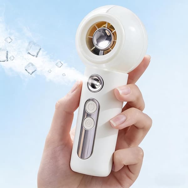 Bærbar USB-sprayventilator, batteridrevet mini bærbar ventilatorforstøver, hvid
