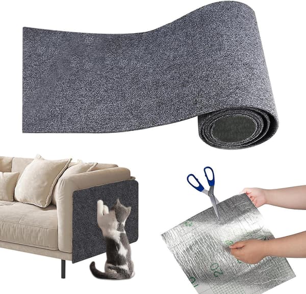 Selvklæbende Kattekradsematte, Kradsematte til Katte, Kattekradsebræt, Kattekradsematte til Beskyttelse af Møbler, Sofa 40 x 200cm