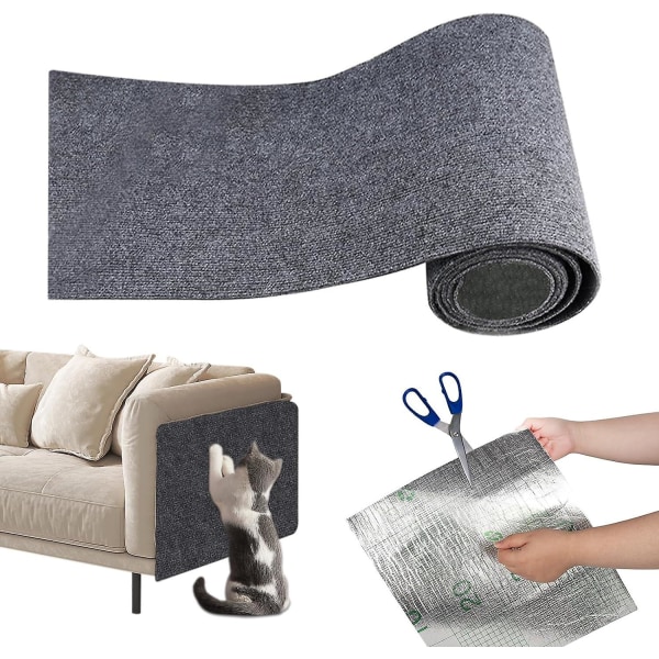Selvklebende katteskrapematte, skrapematte for katter, katteskrapebrett, katteskrapematte for å beskytte møbler, sofa 40 x 200cm