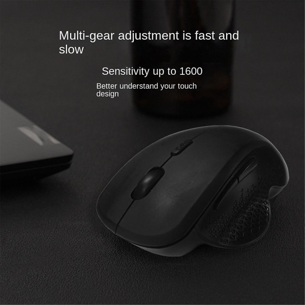 Trådlös mus Bluetooth för bärbar dator Dual Mode Ergonomisk uppladdningsbar mus Svart