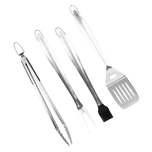 Grillsæt i rustfrit stål, robust, tykt, rustfrit, med ophængskrog, ideelt til bærbare griller og campingfester.