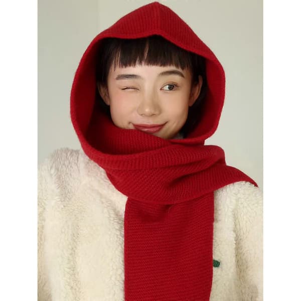 Uld Balaclava Tørklæde Til Kvinder Vinter Sjal Trekantet Wrap Blød Oversized Design Hals Varme Gave Lyseblå Red