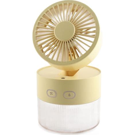 Mini sammenleggbar vannvifte, liten skrivebordsvifte, ABS, med USB-tenner, (gul)