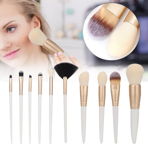 10 stk. Bærbare Foundation & Øjenskygge Makeupbørster