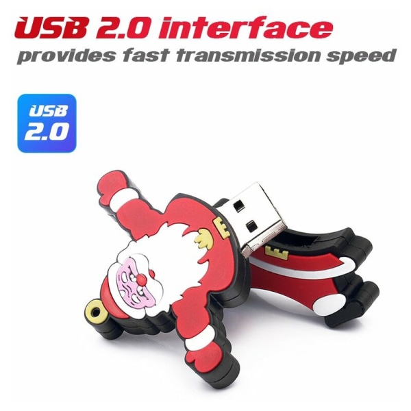 Christmas Series USB Key USB2.0 Mini USB Key, kompakt, bærbar, anti-tap, høyhastighetsoverføring, Julenissen 64 GB