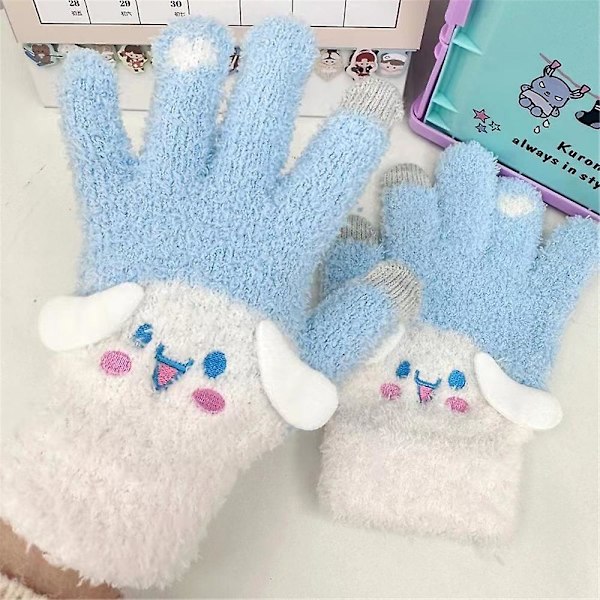 Kawaii söpö anime-sarjakuva Sanrio Melody Kuromi Cinnamoroll talvihanskat kosketusnäyttö termiset tuulenpitävät lämpimät plyysi lapaset naisten tyttöjen uudenvuoden lahjat Cinnamoroll