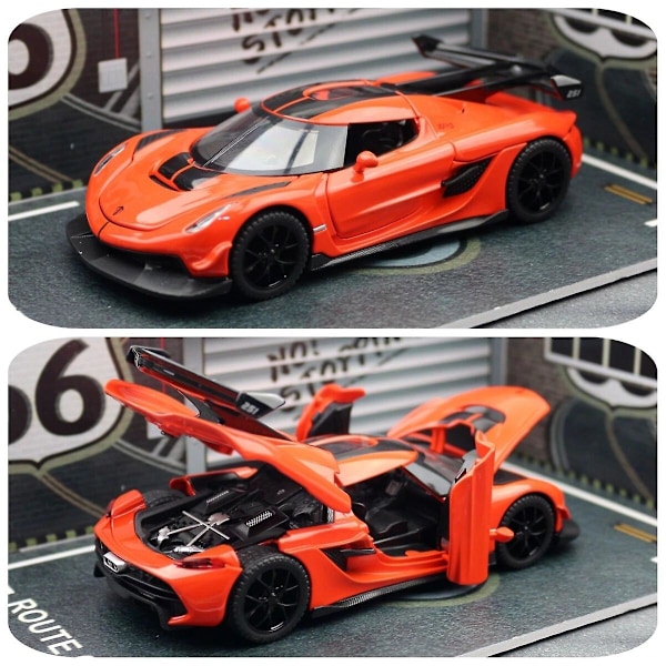 1/32 Koenigsegg Jesko Miniature Diecast Super Legetøjsbilmodel Lyd & Lys Døre Åbnelige Samling Gave Til Børn Drenge Orange