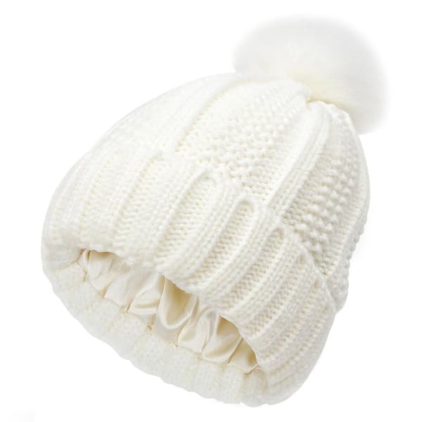 Dam Vinter Stickad Mössa Mjuk Andningsbar Elastisk Stickad Mössa för Shopping Dejting 1 White