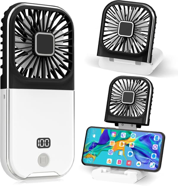 Mini bærbar ventilator, 4 USB-controllere, sort