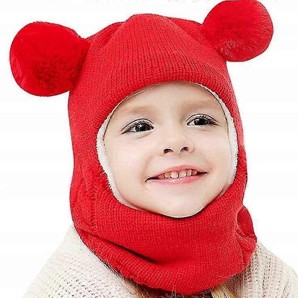 Baby Mössa Och Haklapp Stickad Mössa (röd)