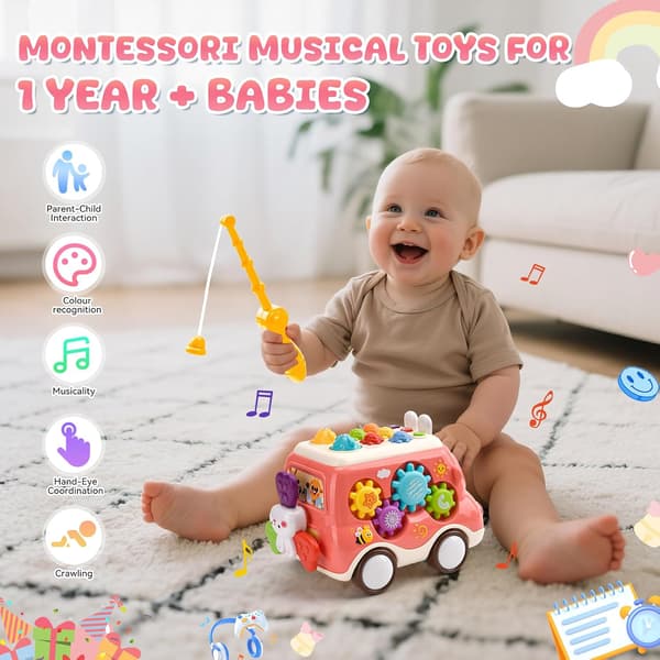Sensorisk musikbus, legetøj egnet til 1-årige, med xylofon, til babys leg