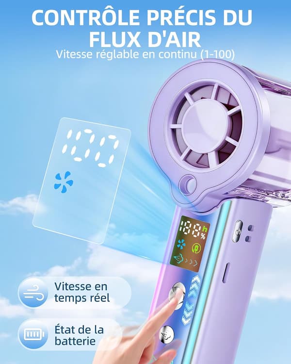 Bærbar ventilator (lilla)