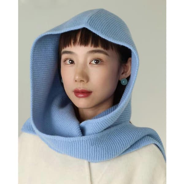Ull Balaclava Halsduk För Kvinnor Vinter Sjal Triangulär Mjuk Oversized Design Nackvärme Gåva Himmelsblå Gray