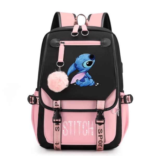 Pige Skole Taske Stor Kapacitet Stitch Rygsæk Casual Pink, Multicolor 3