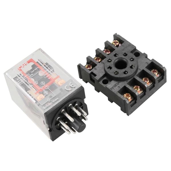 2X MK2P-I Klar Skal DPDT AC220V Spole Strømrelæ Sokkel Base Black & transparent