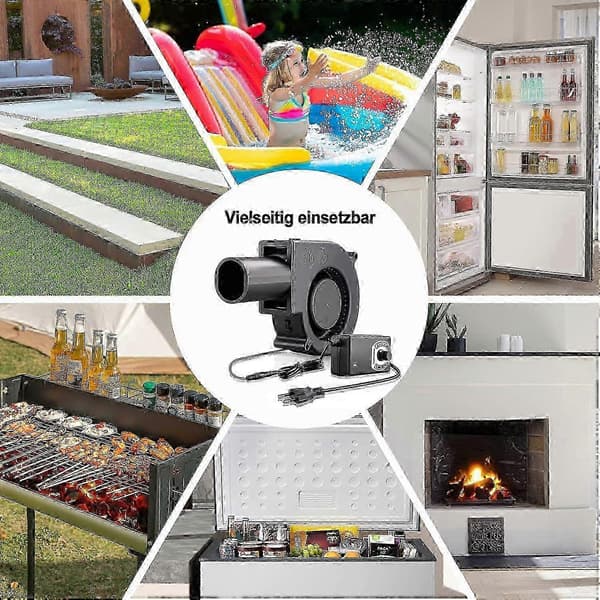 Radialvifte, 12V/220V, med hastighetskontroll, egnet for husholdningsapparater, utskifting av ventilasjonssystemer, griller og peiser.