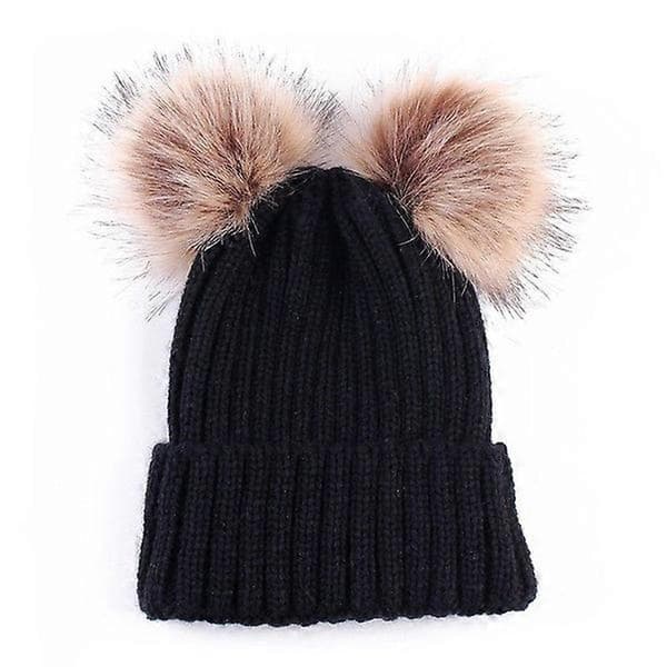 Mössa Ull Stickad Tofs Skidmössa Vinter Varm Stickad Mössa (Svart) Black