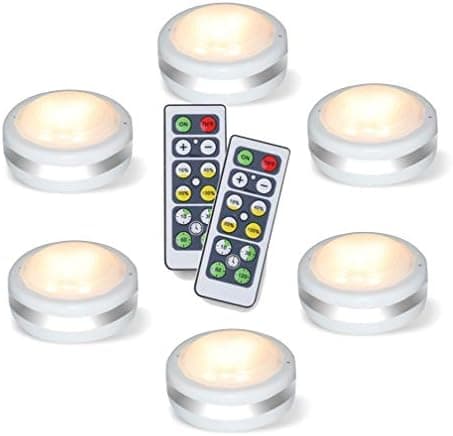 LED Pucklampor – Batteridrivna med fjärrkontroll (6-pack) white