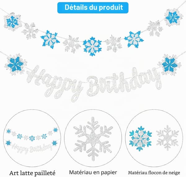 \"Gratulerer med dagen\" bannerdekorasjoner med snøflak